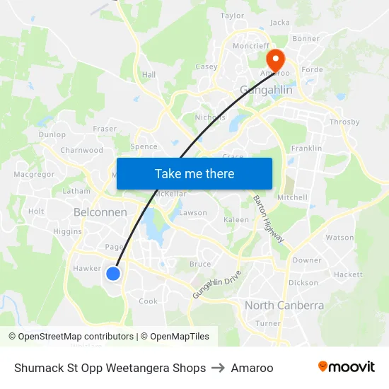 Shumack St Opp Weetangera Shops to Amaroo map