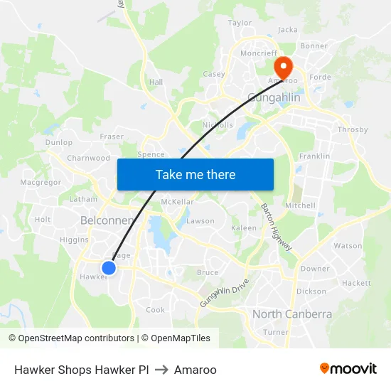 Hawker Shops Hawker Pl to Amaroo map