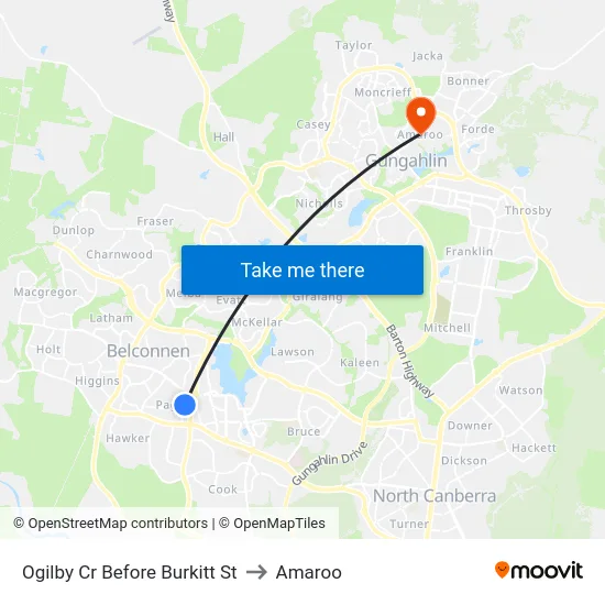 Ogilby Cr Before Burkitt St to Amaroo map