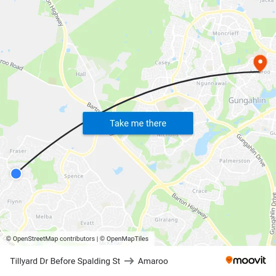 Tillyard Dr Before Spalding St to Amaroo map