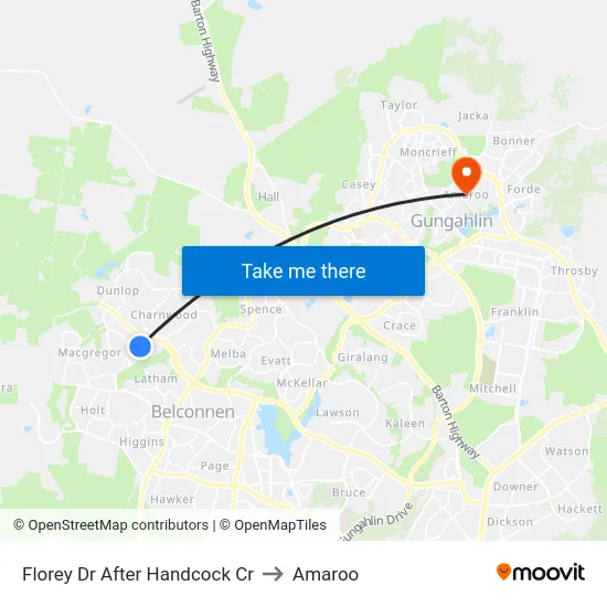 Florey Dr After Handcock Cr to Amaroo map