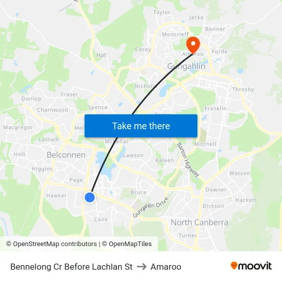 Bennelong Cr Before Lachlan St to Amaroo map