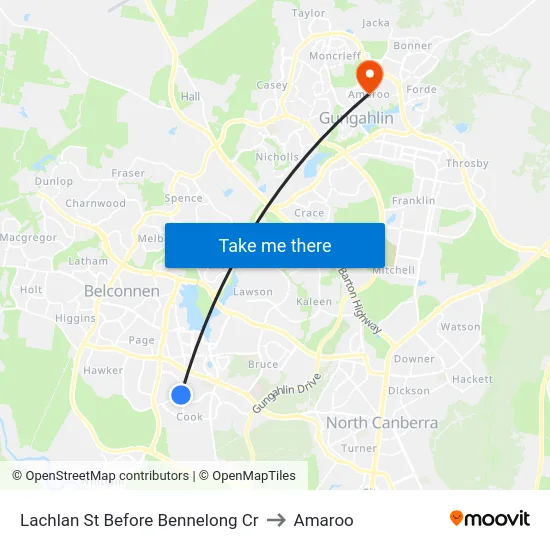 Lachlan St Before Bennelong Cr to Amaroo map