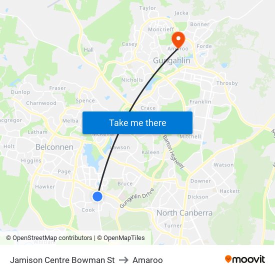 Jamison Centre Bowman St to Amaroo map