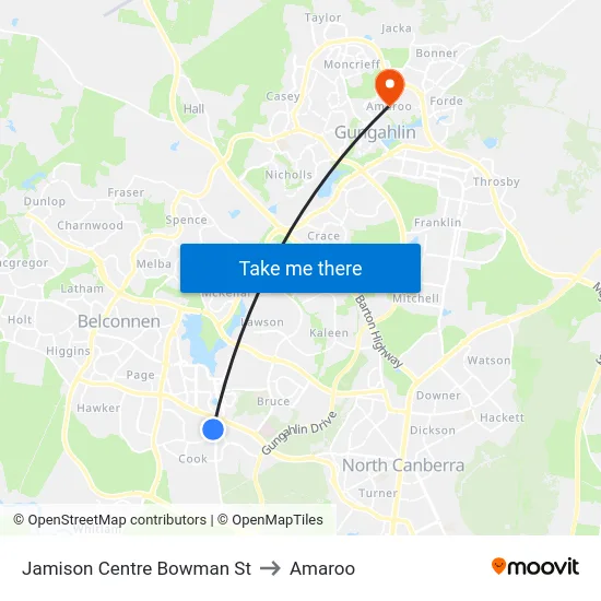 Jamison Centre Bowman St to Amaroo map