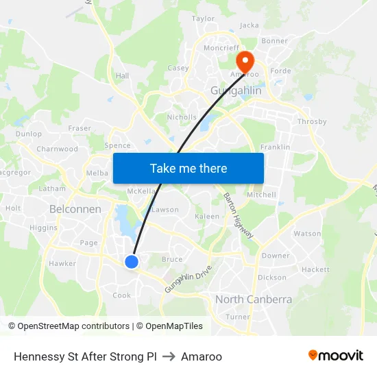 Hennessy St After Strong Pl to Amaroo map