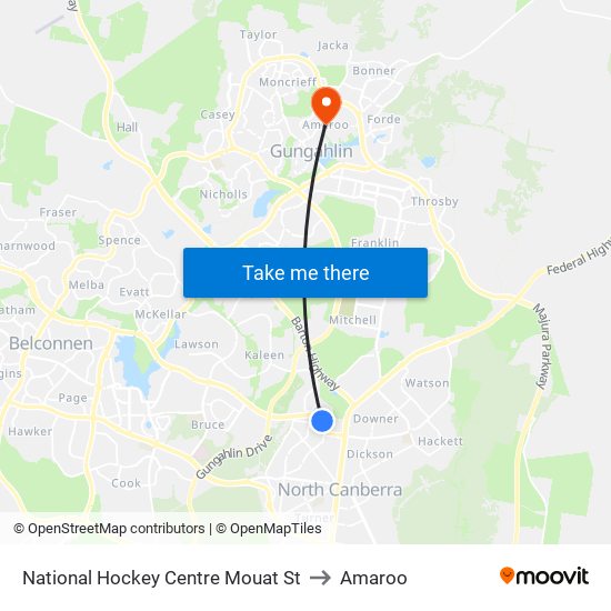 National Hockey Centre Mouat St to Amaroo map