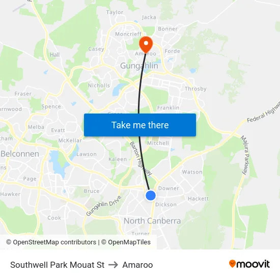 Southwell Park Mouat St to Amaroo map