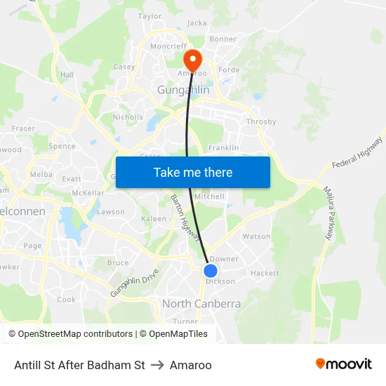 Antill St After Badham St to Amaroo map