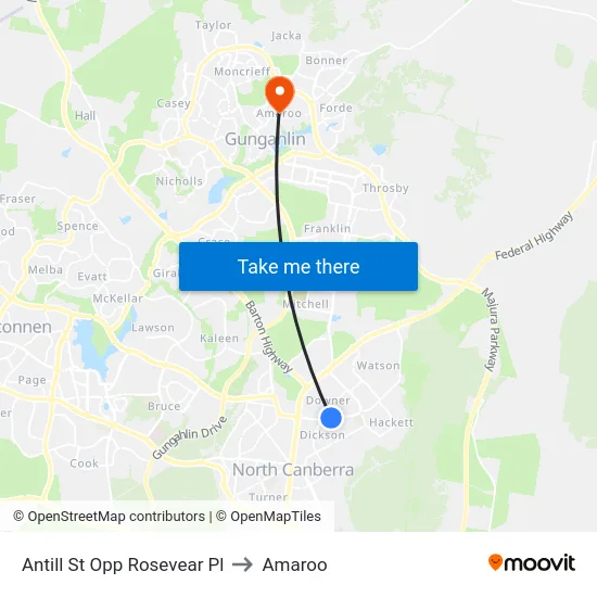 Antill St Opp Rosevear Pl to Amaroo map