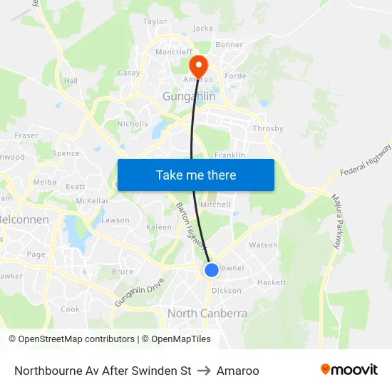 Northbourne Av After Swinden St to Amaroo map