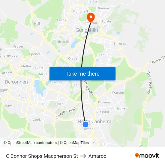 O'Connor Shops Macpherson St to Amaroo map