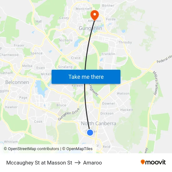 Mccaughey St at Masson St to Amaroo map