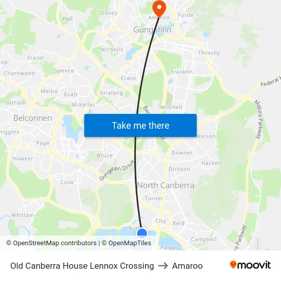 Old Canberra House Lennox Crossing to Amaroo map