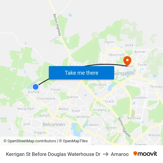 Kerrigan St Before Douglas Waterhouse Dr to Amaroo map