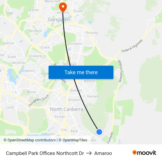 Campbell Park Offices Northcott Dr to Amaroo map