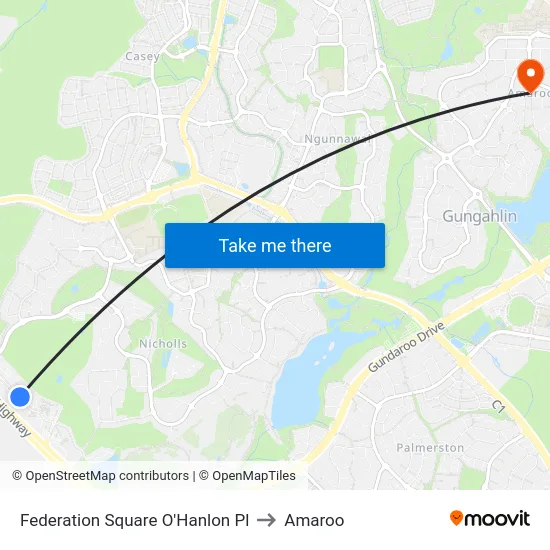 Federation Square O'Hanlon Pl to Amaroo map