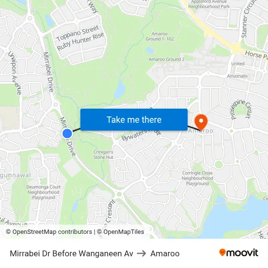 Mirrabei Dr Before Wanganeen Av to Amaroo map