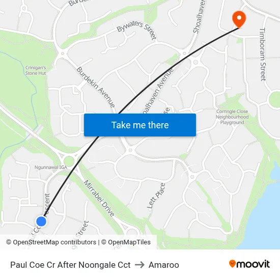 Paul Coe Cr After Noongale Cct to Amaroo map