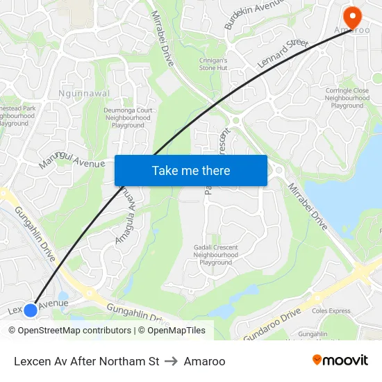 Lexcen Av After Northam St to Amaroo map
