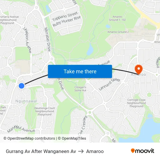 Gurrang Av After Wanganeen Av to Amaroo map