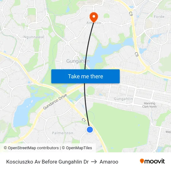 Kosciuszko Av Before Gungahlin Dr to Amaroo map