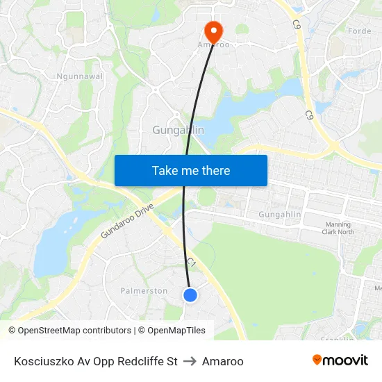 Kosciuszko Av Opp Redcliffe St to Amaroo map