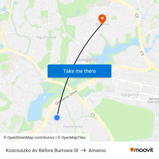 Kosciuszko Av Before Burrowa St to Amaroo map