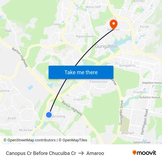 Canopus Cr Before Chuculba Cr to Amaroo map