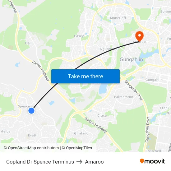 Copland Dr Spence Terminus to Amaroo map