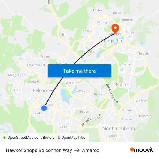 Hawker Shops Belconnen Way to Amaroo map
