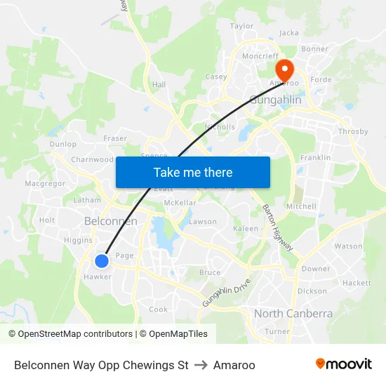 Belconnen Way Opp Chewings St to Amaroo map