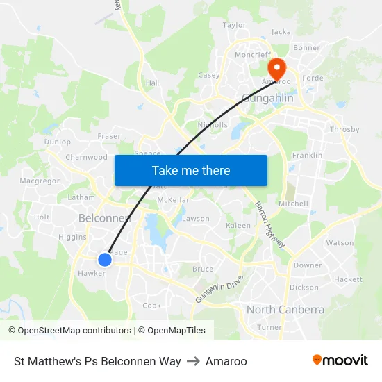 St Matthew's Ps Belconnen Way to Amaroo map