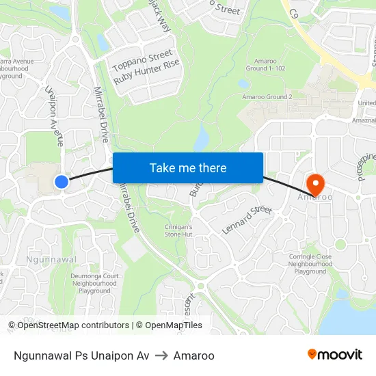 Ngunnawal Ps Unaipon Av to Amaroo map