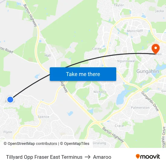 Tillyard Opp Fraser East Terminus to Amaroo map