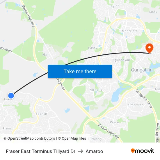 Fraser East Terminus Tillyard Dr to Amaroo map