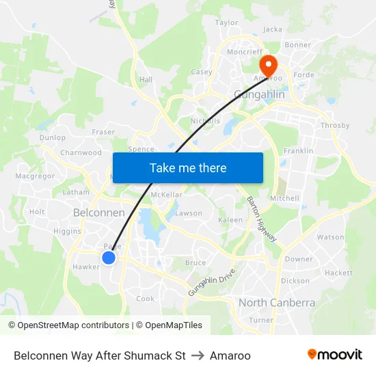 Belconnen Way After Shumack St to Amaroo map