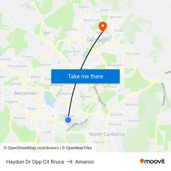 Haydon Dr Opp Cit Bruce to Amaroo map