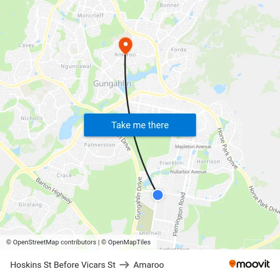 Hoskins St Before Vicars St to Amaroo map