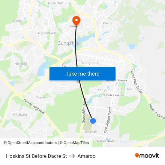 Hoskins St Before Dacre St to Amaroo map