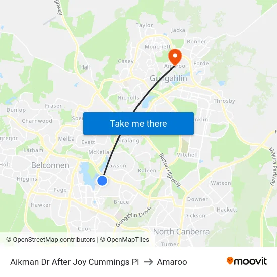 Aikman Dr After Joy Cummings Pl to Amaroo map
