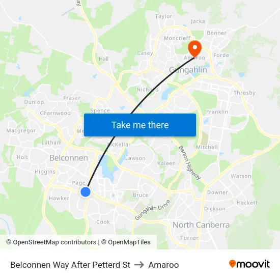 Belconnen Way After Petterd St to Amaroo map