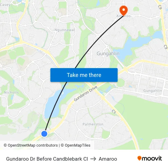 Gundaroo Dr Before Candblebark Cl to Amaroo map