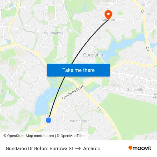 Gundaroo Dr Before Burrowa St to Amaroo map