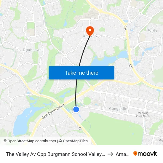 The Valley Av Opp Burgmann School Valley Campus to Amaroo map
