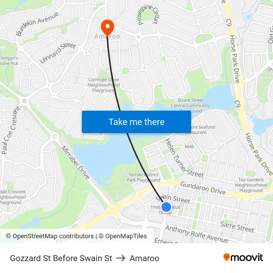 Gozzard St Before Swain St to Amaroo map