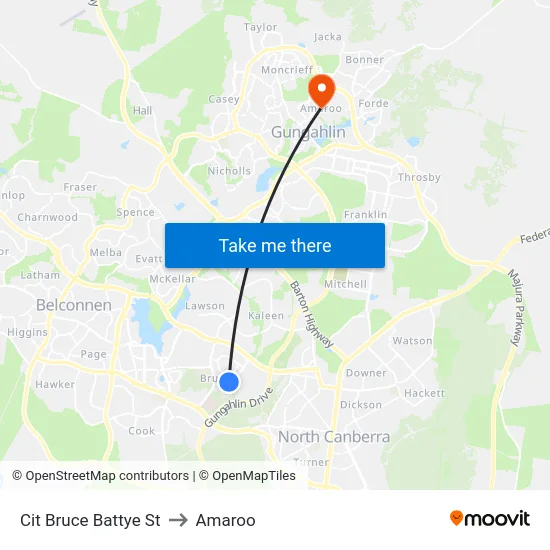 Cit Bruce Battye St to Amaroo map