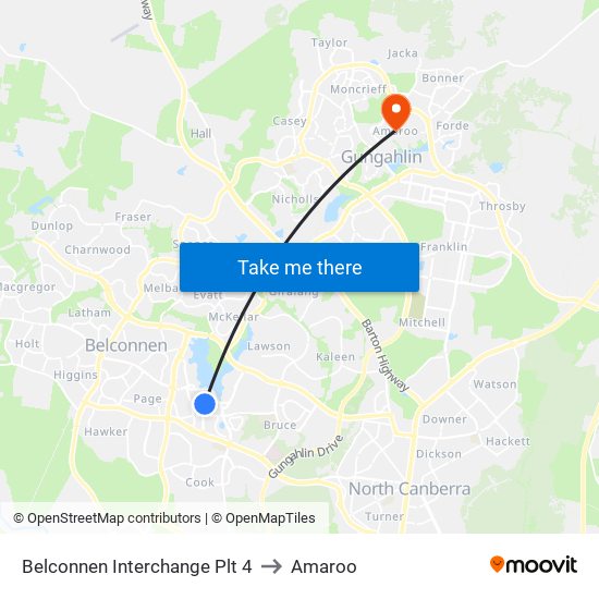 Belconnen Interchange Plt 4 to Amaroo map