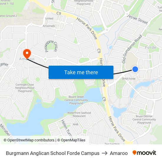 Burgmann Anglican School Forde Campus to Amaroo map