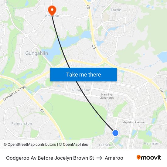 Oodgeroo Av Before Jocelyn Brown St to Amaroo map